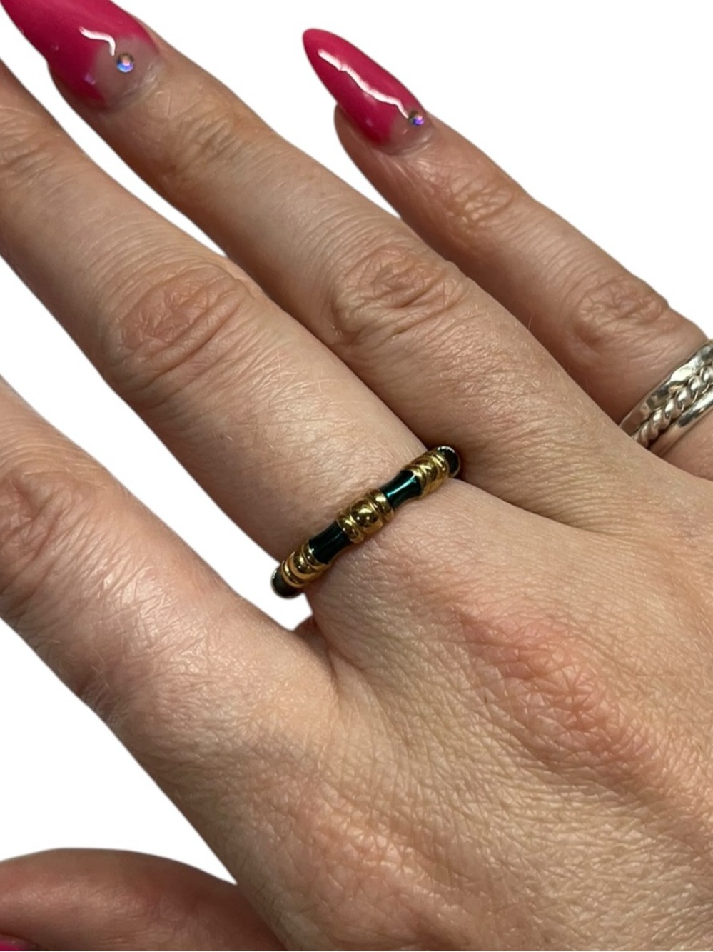 Vintage Avon Stacking Ring Gold and Green Size 9